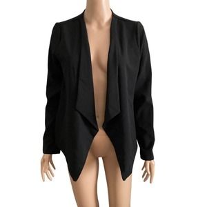 Luisa Blazer Womens Large Black Draped Open Front Made in italy Art 1939